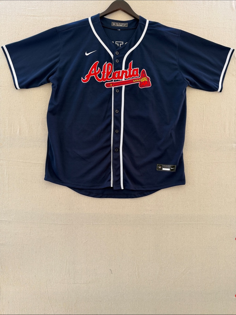 Nike Kids Atlanta Baseball Jersey - Navy with Red and White Trim